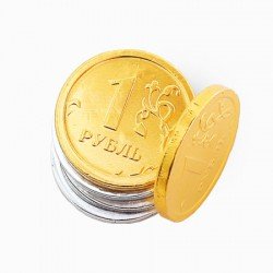 Шоколадная монета 6г «Рубль» темный шоколад (в коробке 500шт)