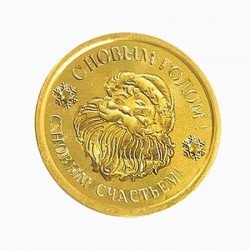 Шоколадная монета 6г «С новогодней тематикой-2» темный шоколад (в коробке 500шт)